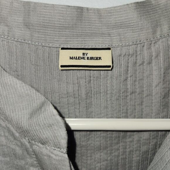 By Malene Birger Hinano Pintuck Top Dusty Gray S 36 Semi Sheer Lightweight - Picture 3 of 5